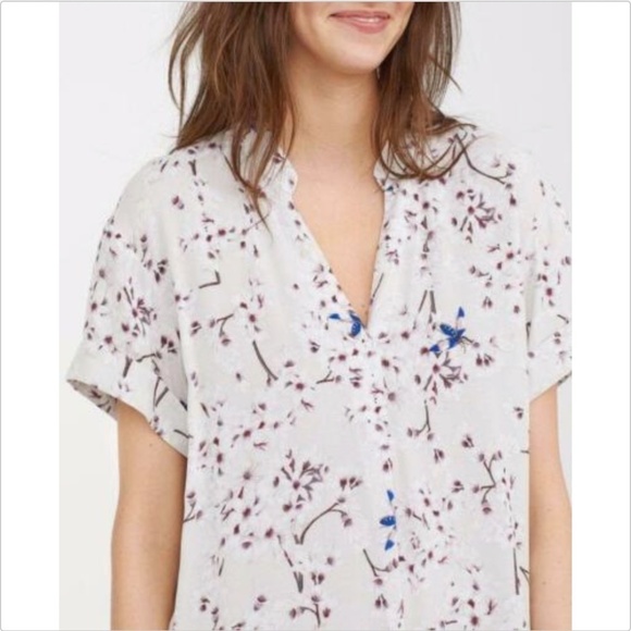 Anna Glover x H&M Cream Cherry Blossom Moth Top - Picture 1 of 5